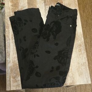 NWT Black Jeans With Velvet Floral Print